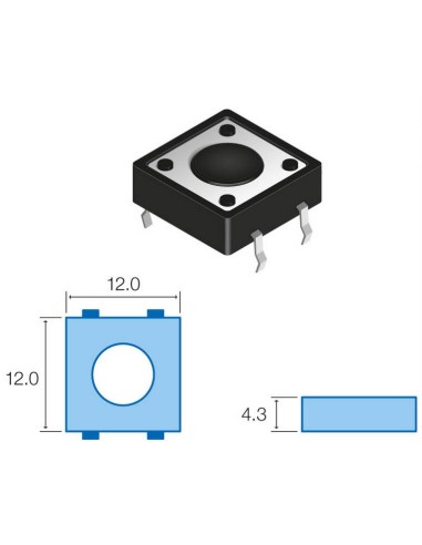 PULSADOR MINIATURA C I 12x12 4 3MM