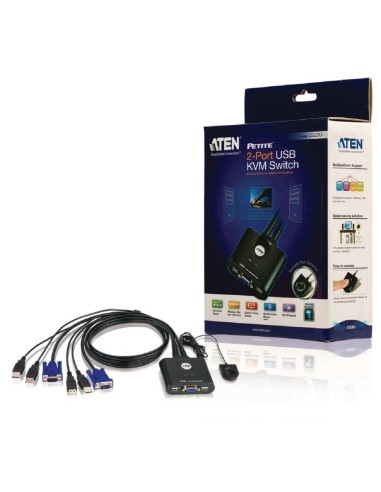 CONMUTADOR KVM MANUAL 2 PUERTOS USB ATEN