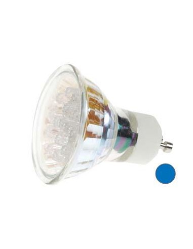 BOMBILLA DICROICA GU10 220V 18 LED AZUL