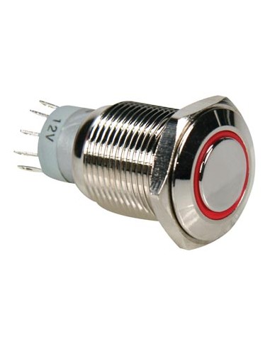 PULSADOR METALICO 1C 2P OFF-  ON  LED ROJO