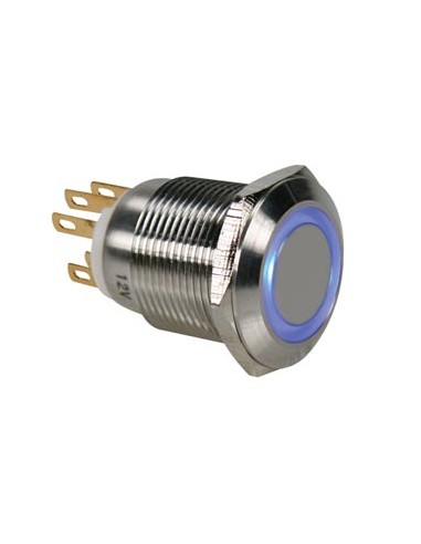 PULSADOR METALICO 2C 2P OFF-ON LED AZUL