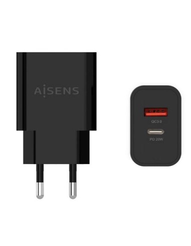 CARGADOR RED 20W USB  A    USB  C  3A AISENS NEGRO