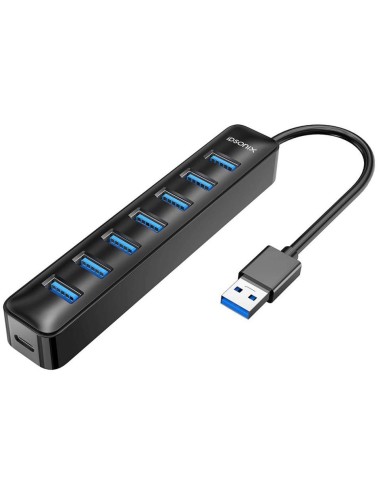 HUB USB 7 PUERTOS USB 3 0 IAU3-7A NEGRO