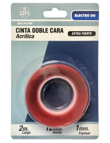 CINTA ADHESIVA DOBLE CARA ACRILICA 12mm x 2m DH