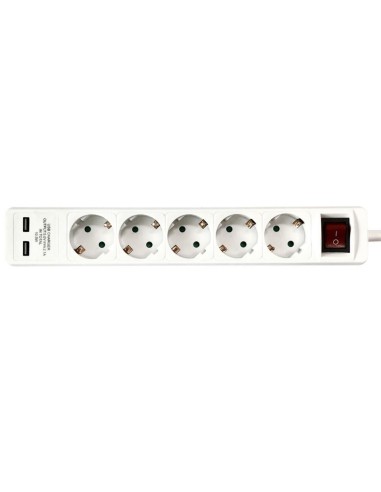 BASE MULTIPLE 5 TOMAS C/INTERRUPTOR   2 USB  1 5M 