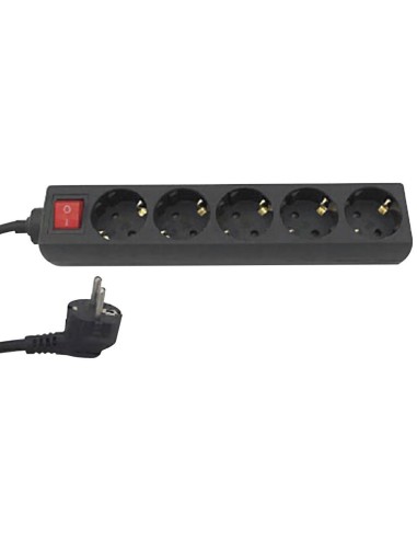 BASE MULTIPLE 5 TOMAS C/INTERRUPTOR  1 5M  - NEGRA