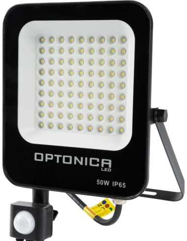 FOCO LED EXTERIOR 50W SENSOR MOVIMIENTO OPTONICA