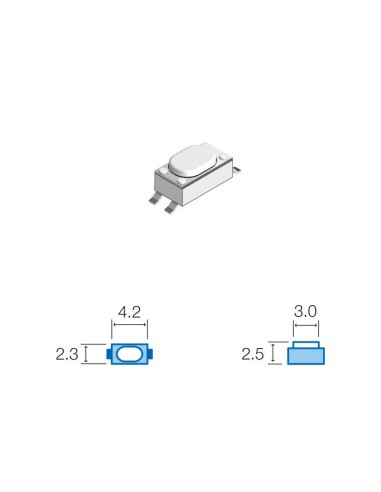 PULSADOR DE MEMBRANA SOLDADURA SMD 2 3x4 2mm