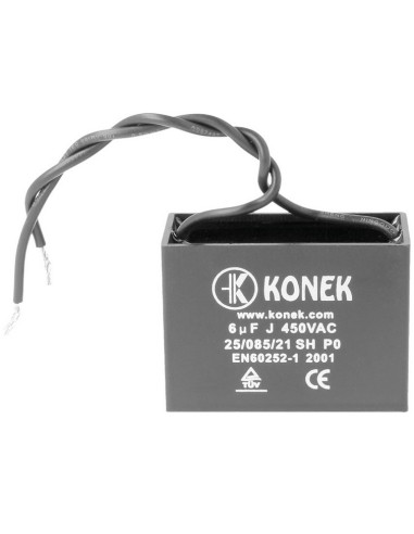 CONDENSADOR ARRANQUE CUADRADO CABLE 6uF 450V KONEK